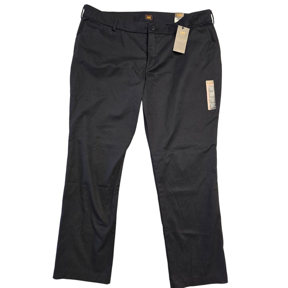 Lee Plus Black Wrinkle Free Straight Leg Mid Rise Pants 22W Medium mom jeans nee